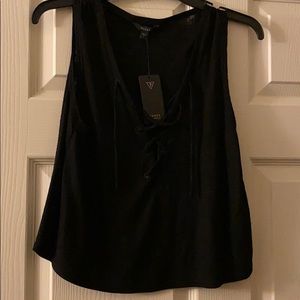 Muscle Tee Tank Cropped Laced Up Shirt